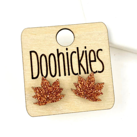 RTS Pumpkin Spice Glitter Leaf Studs - Fall Acrylic Singles