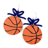 RTS 2" Custom Bows & Basketball Dangles - Sports Earrings