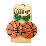 2" Custom I Heart Basketball Dangles - Sports Earrings