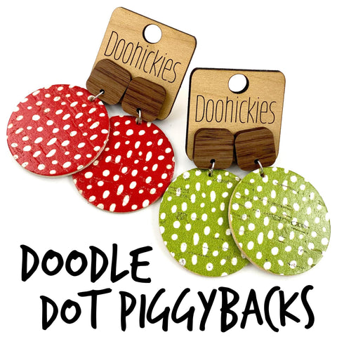 RTS 2" Doodle Dot Piggyback Dangles - Christmas Earrings