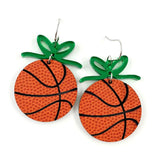 RTS 2" Custom Bows & Basketball Dangles - Sports Earrings