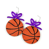 RTS 2" Custom Bows & Basketball Dangles - Sports Earrings