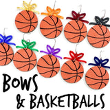 RTS 2" Custom Bows & Basketball Dangles - Sports Earrings