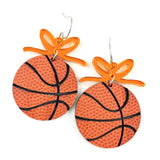 RTS 2" Custom Bows & Basketball Dangles - Sports Earrings