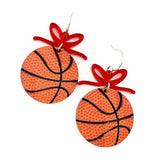 RTS 2" Custom Bows & Basketball Dangles - Sports Earrings