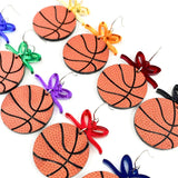 RTS 2" Custom Bows & Basketball Dangles - Sports Earrings