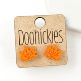 RTS Metallic Orange Leaf Studs - Fall Acrylic Singles