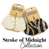 2" Stroke of Midnight New Year Jasmine Collection - Cork Earrings