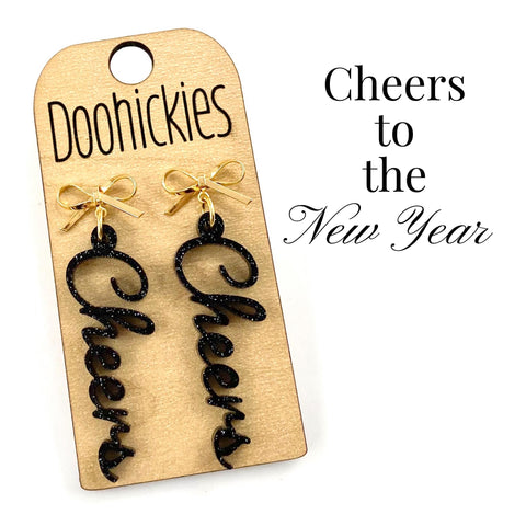 1.75" Cheer to the New Year Acrylic Dangle Earrings