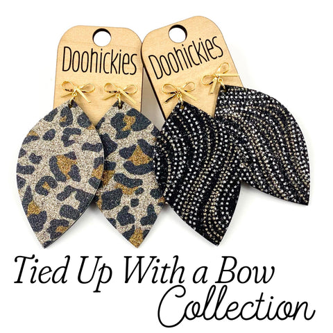 3" Tied Up with a Bow Leaf Collection - New Years Cork Earrings