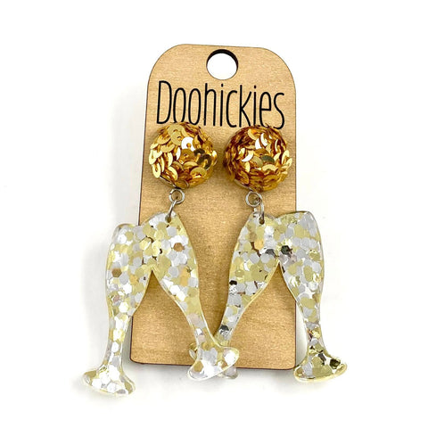 2.25" Pop the Bubbly New Years Dangle Earrings