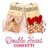 RTS Double Heart Confetti Love Hearts - Valentines Acrylic Earrings