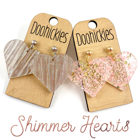 Shimmer Acrylic Heart Dangles - Valentines Earrings