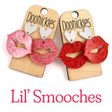 Lil' Sparkly Saffiano Smooches Dangles - Valentines Acrylic Earrings