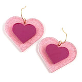 3-D Sparkle Hearts - Valentines Acrylic Earrings