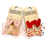 RTS Double Heart Confetti Love Hearts - Valentines Acrylic Earrings