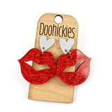 Lil' Sparkly Saffiano Smooches Dangles - Valentines Acrylic Earrings