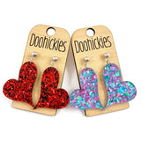 Lil' Chunky Glitter Swoopy Acrylic Hearts - Valentines Earrings