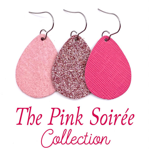 1.5" The Pink Soiree Mini Collection Leather Earrings