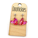 Dainty Confetti Hearts Acrylic Valentines Dangle Earrings