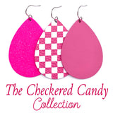 2.5" The Checkered Candy Mini Collection - Valentines Leather Earrings