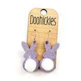 1.5" Glitter Bunny Tail Dangles - Easter Earrings