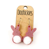 1.5" Glitter Bunny Tail Dangles - Easter Earrings