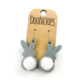 1.5" Glitter Bunny Tail Dangles - Easter Earrings