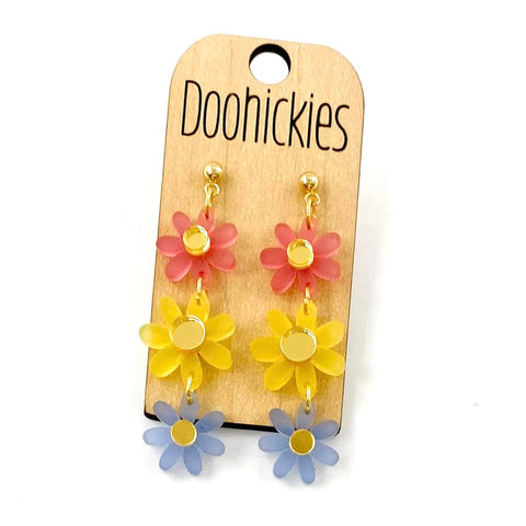 Frosted Pastel Daisy Dangles - Spring Earrings