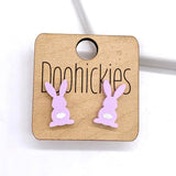 16mm Pastel Bunnies with White Tails Acrylic Studs - Easter Earrings