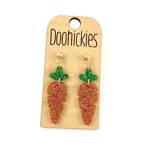 Glitter Carrot Dangles - Easter Earrings