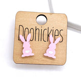 16mm Pastel Bunnies with White Tails Acrylic Studs - Easter Earrings