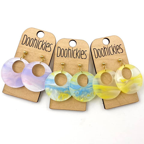 Pastel Swirl Double O Acrylic Dangles - Spring Earrings