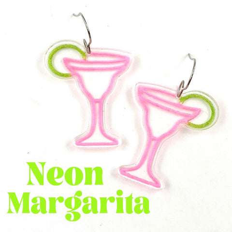 1.5" Neon Margarita Acrylic Dangles - Cinco de Mayo Earrings