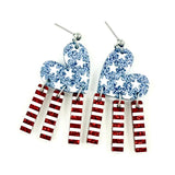 Star and Stripes Flowy Hearts - Patriotic Acrylic Dangle Earrings