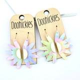 Dainty Pastel Groovy Half Daisy Acrylic Dangle Earrings (COLORS MAY VARY)