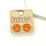 13mm School Spirit Mirror Paw Studs - Custom Spirit Earrings - 10 Color Options