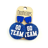 Go Team Glitter Piggyback Dangles - Custom Spirit Football Earrings - 9 Color Options