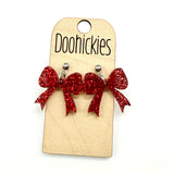 Glitter School Spirit Bow Dangle Earrings - Sports Earrings - 9 Color Options