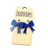 Glitter School Spirit Bow Dangle Earrings - Sports Earrings - 9 Color Options