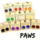 13mm School Spirit Mirror Paw Studs - Custom Spirit Earrings - 10 Color Options