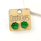 13mm School Spirit Mirror Paw Studs - Custom Spirit Earrings - 10 Color Options