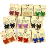 15mm School Spirit Glitter Bow Studs - Custom Spirit Earrings - 9 Color Options