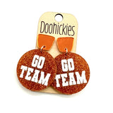 Go Team Glitter Piggyback Dangles - Custom Spirit Football Earrings - 9 Color Options