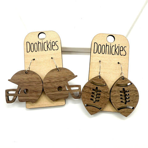 Wood Football Collection - Football Sports Earrings - Two Designs