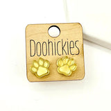 13mm School Spirit Mirror Paw Studs - Custom Spirit Earrings - 10 Color Options