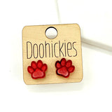 13mm School Spirit Mirror Paw Studs - Custom Spirit Earrings - 10 Color Options