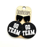 Go Team Glitter Piggyback Dangles - Custom Spirit Football Earrings - 9 Color Options
