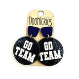 Go Team Glitter Piggyback Dangles - Custom Spirit Football Earrings - 9 Color Options