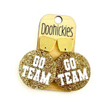Go Team Glitter Piggyback Dangles - Custom Spirit Football Earrings - 9 Color Options